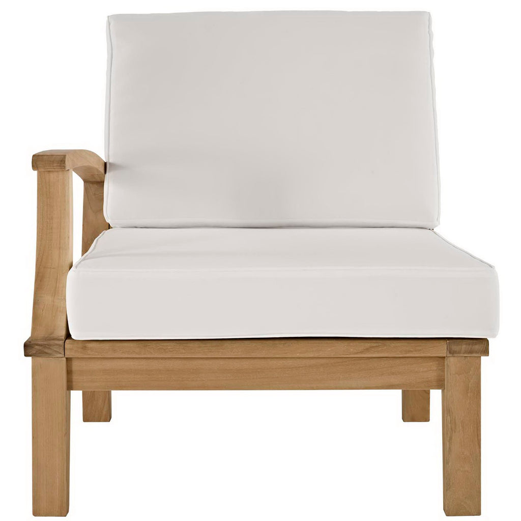 Marina Outdoor Patio Teak Left-Facing Sofa - Natural White