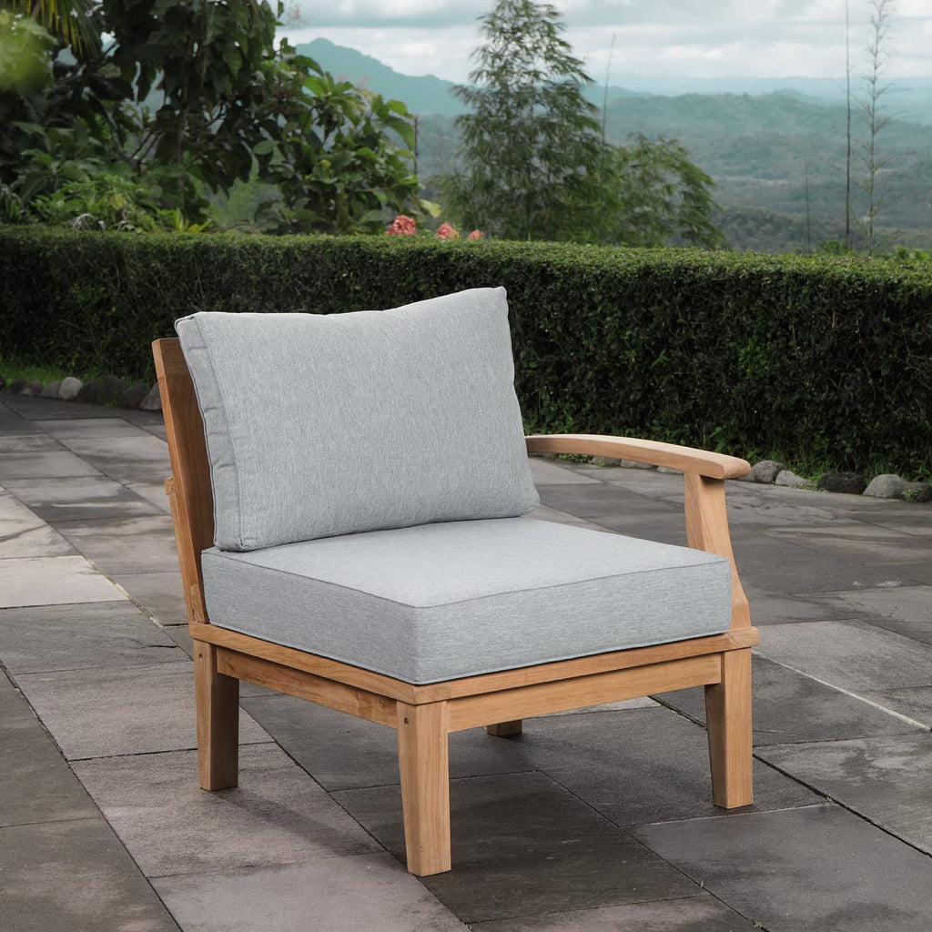 Marina Outdoor Patio Teak Right-Facing Sofa - Natural Gray