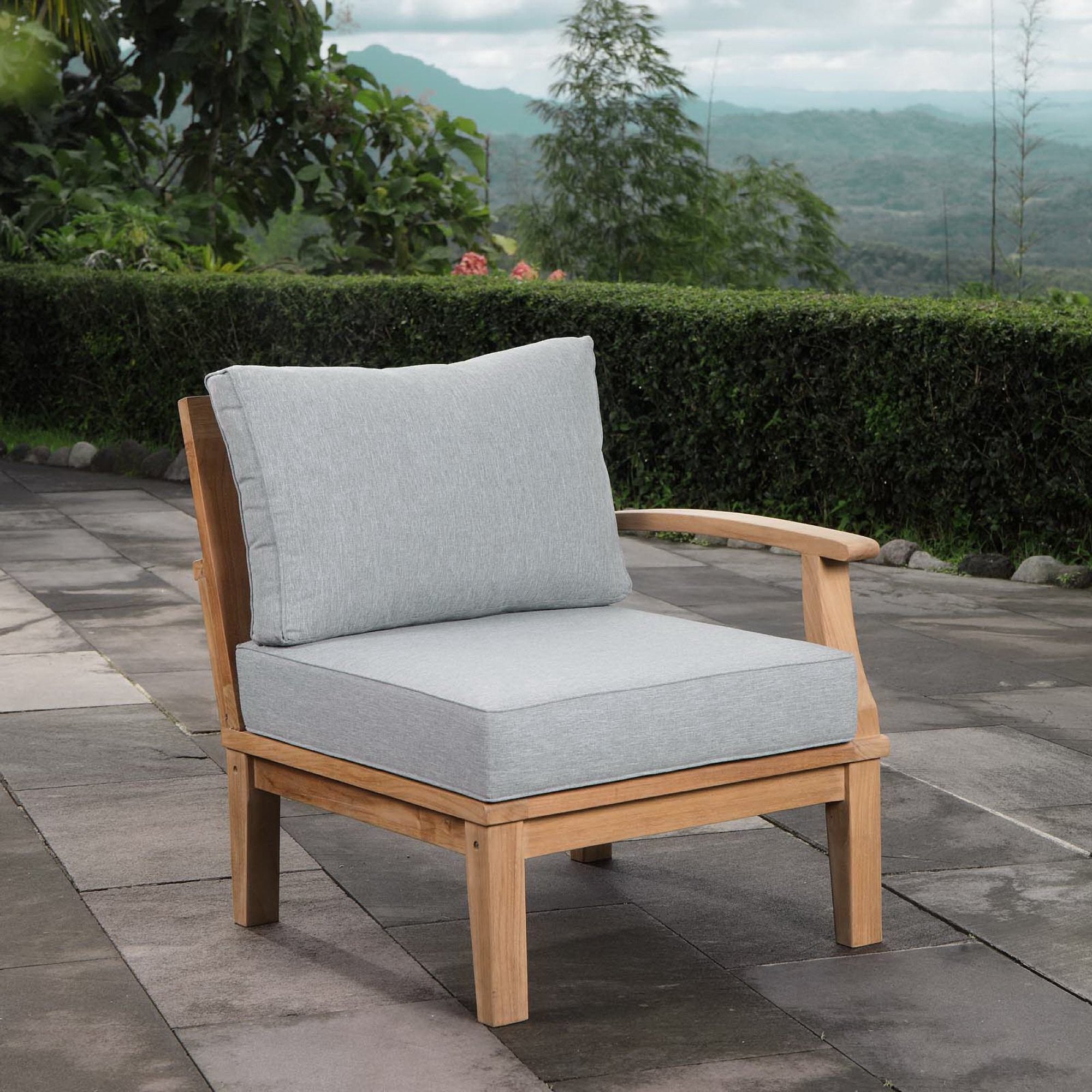 Marina Outdoor Patio Teak Right-Facing Sofa - Natural Gray
