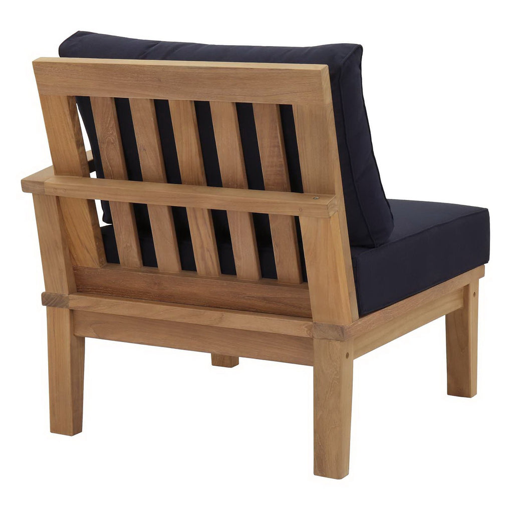 Marina Outdoor Patio Teak Right-Facing Sofa - Natural Navy
