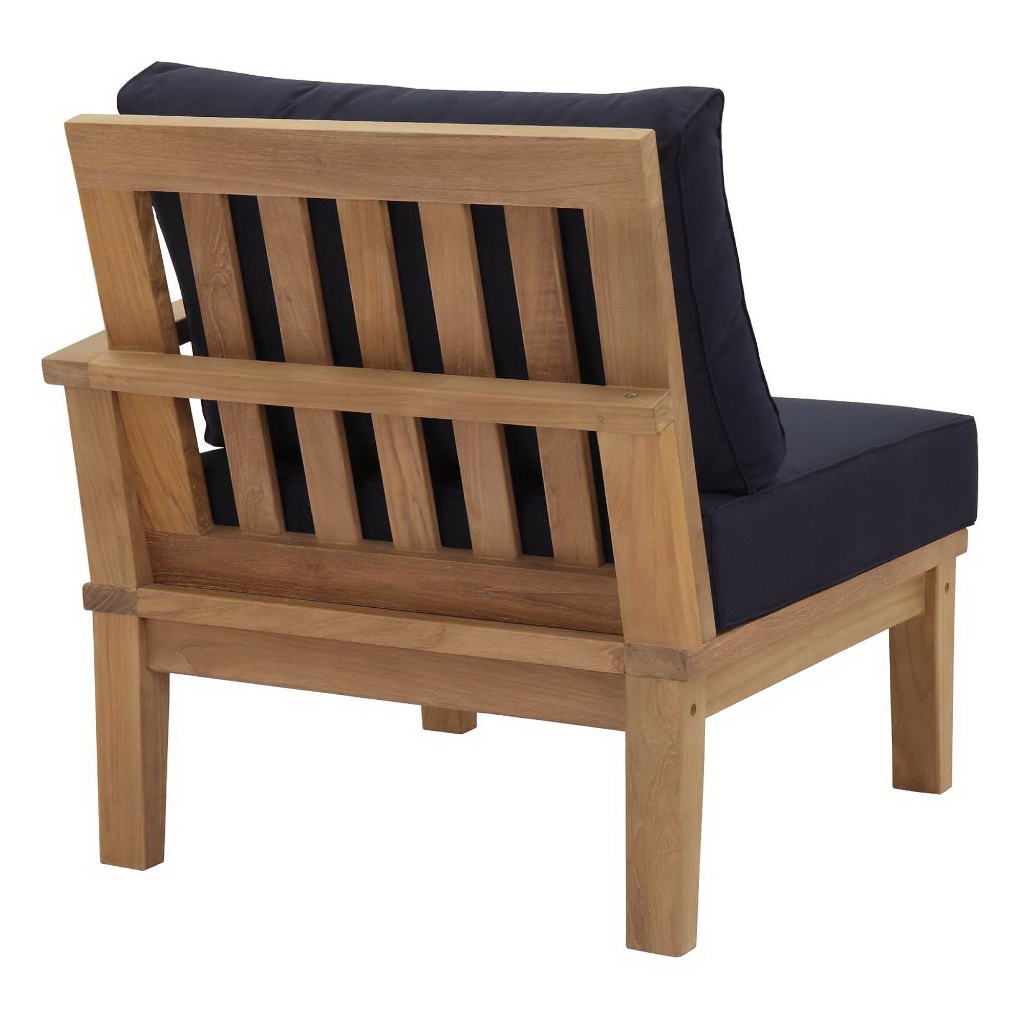 Marina Outdoor Patio Teak Right-Facing Sofa - Natural Navy