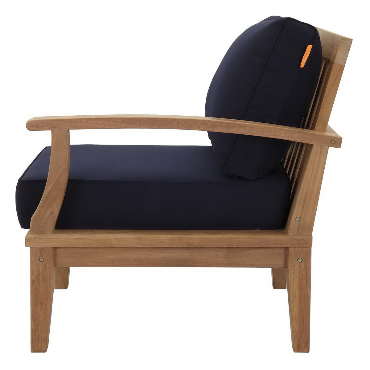 Marina Outdoor Patio Teak Right-Facing Sofa - Natural Navy