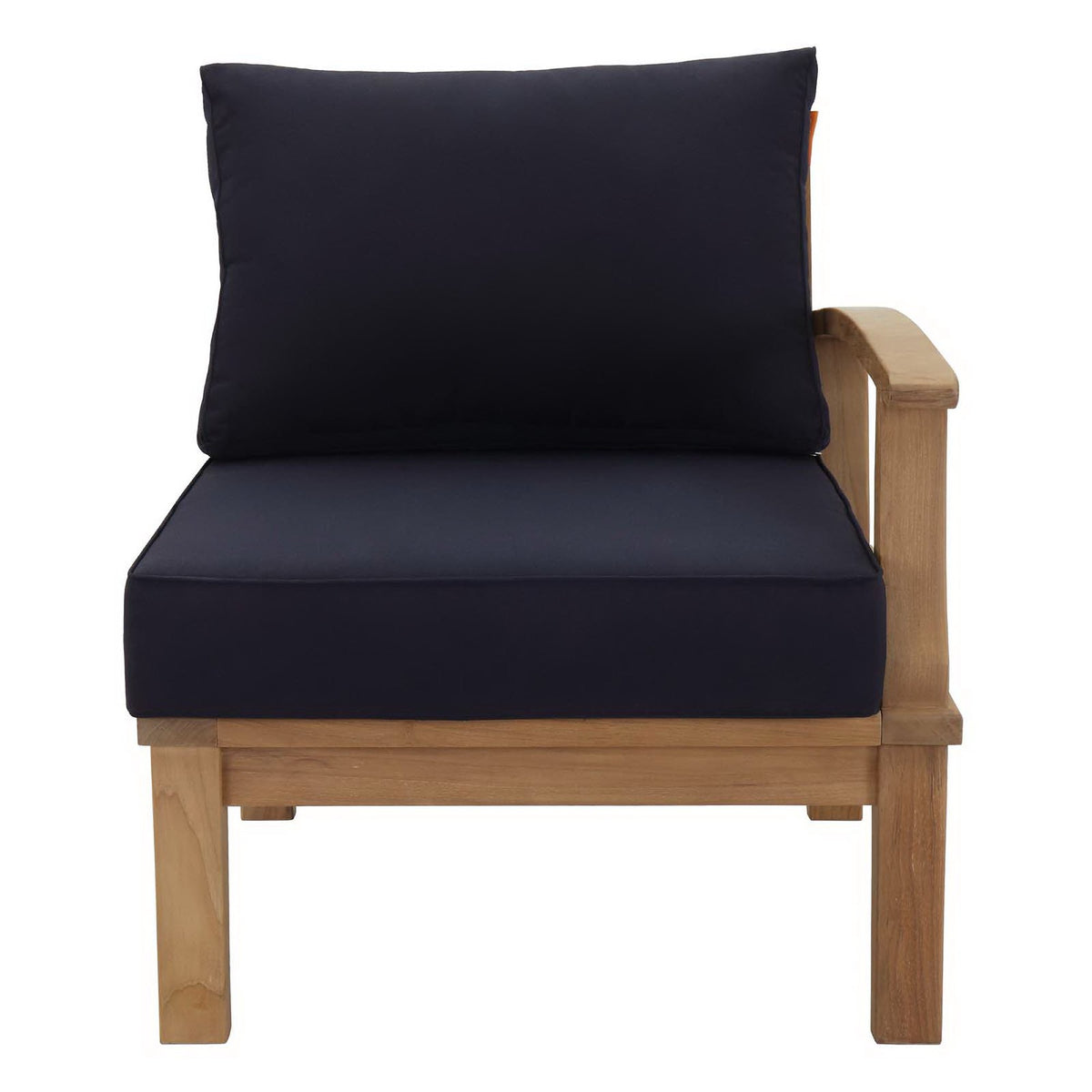 Marina Outdoor Patio Teak Right-Facing Sofa - Natural Navy