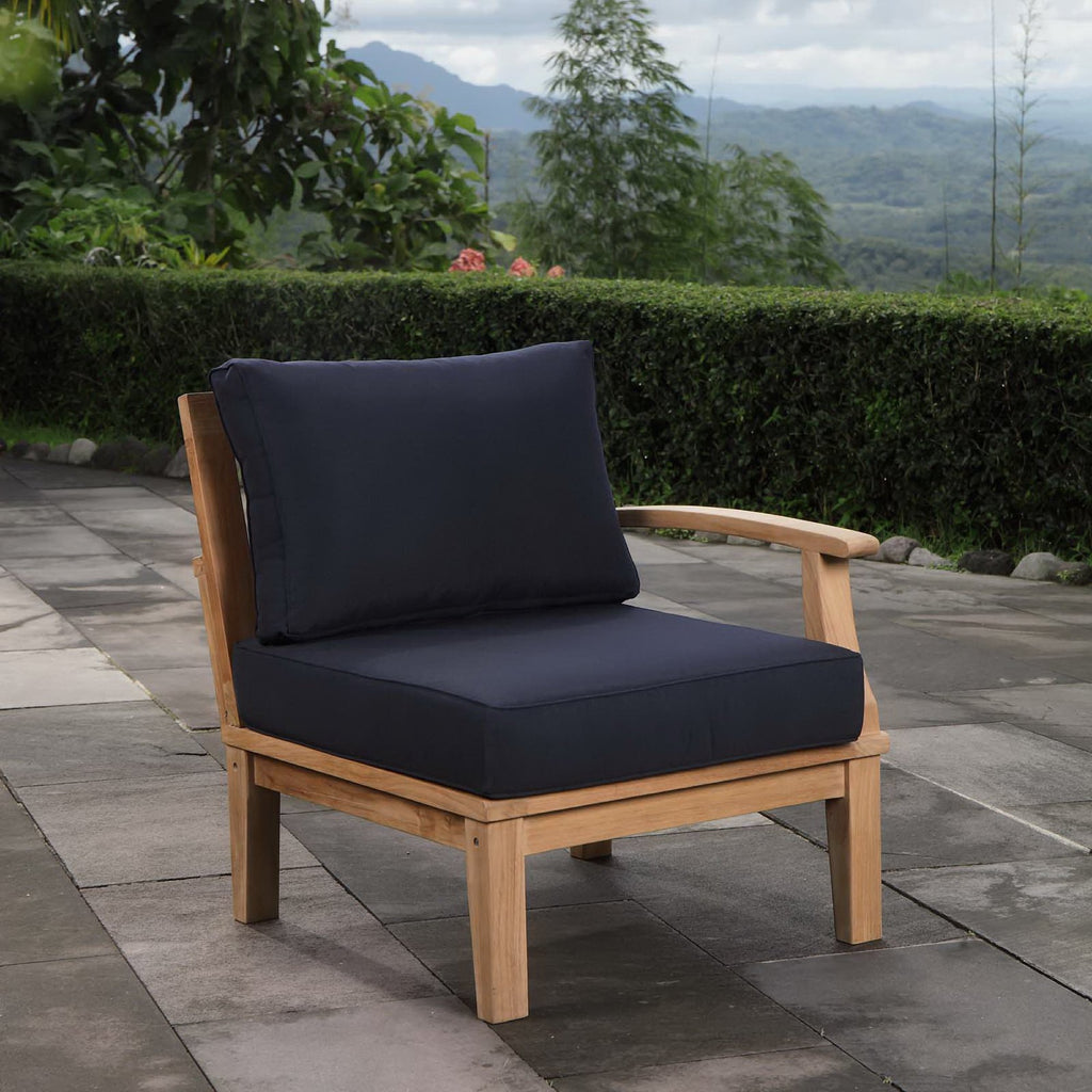 Marina Outdoor Patio Teak Right-Facing Sofa - Natural Navy