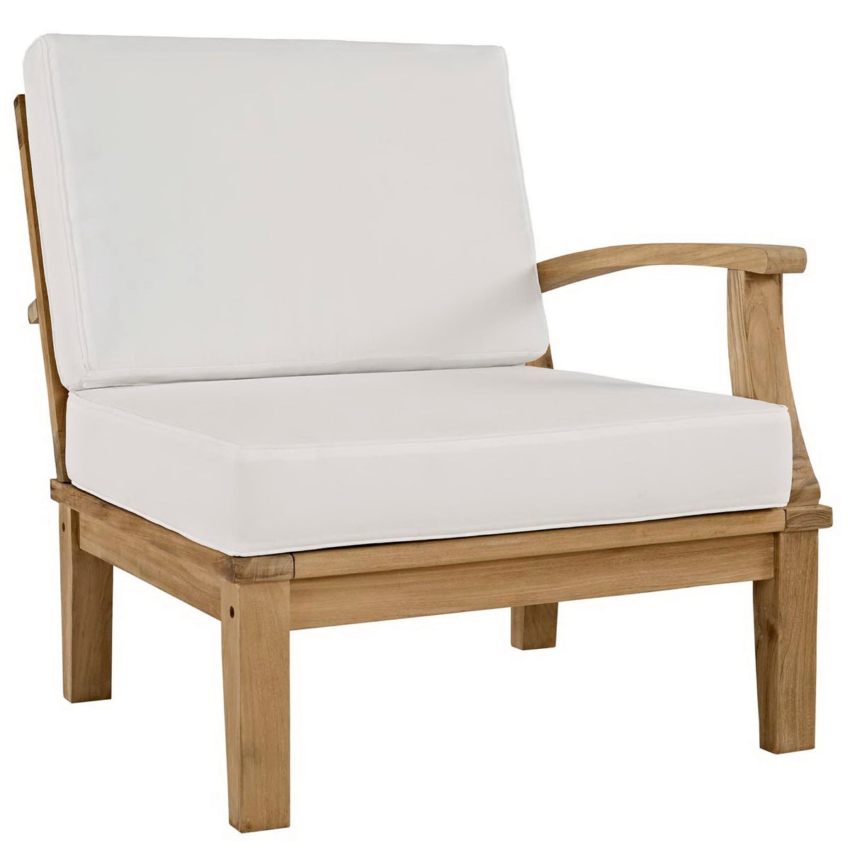 Marina Outdoor Patio Teak Right-Facing Sofa - Natural White