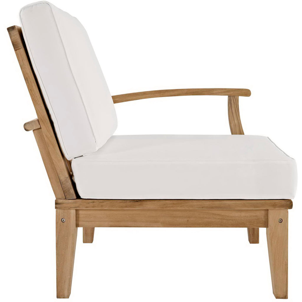 Marina Outdoor Patio Teak Right-Facing Sofa - Natural White