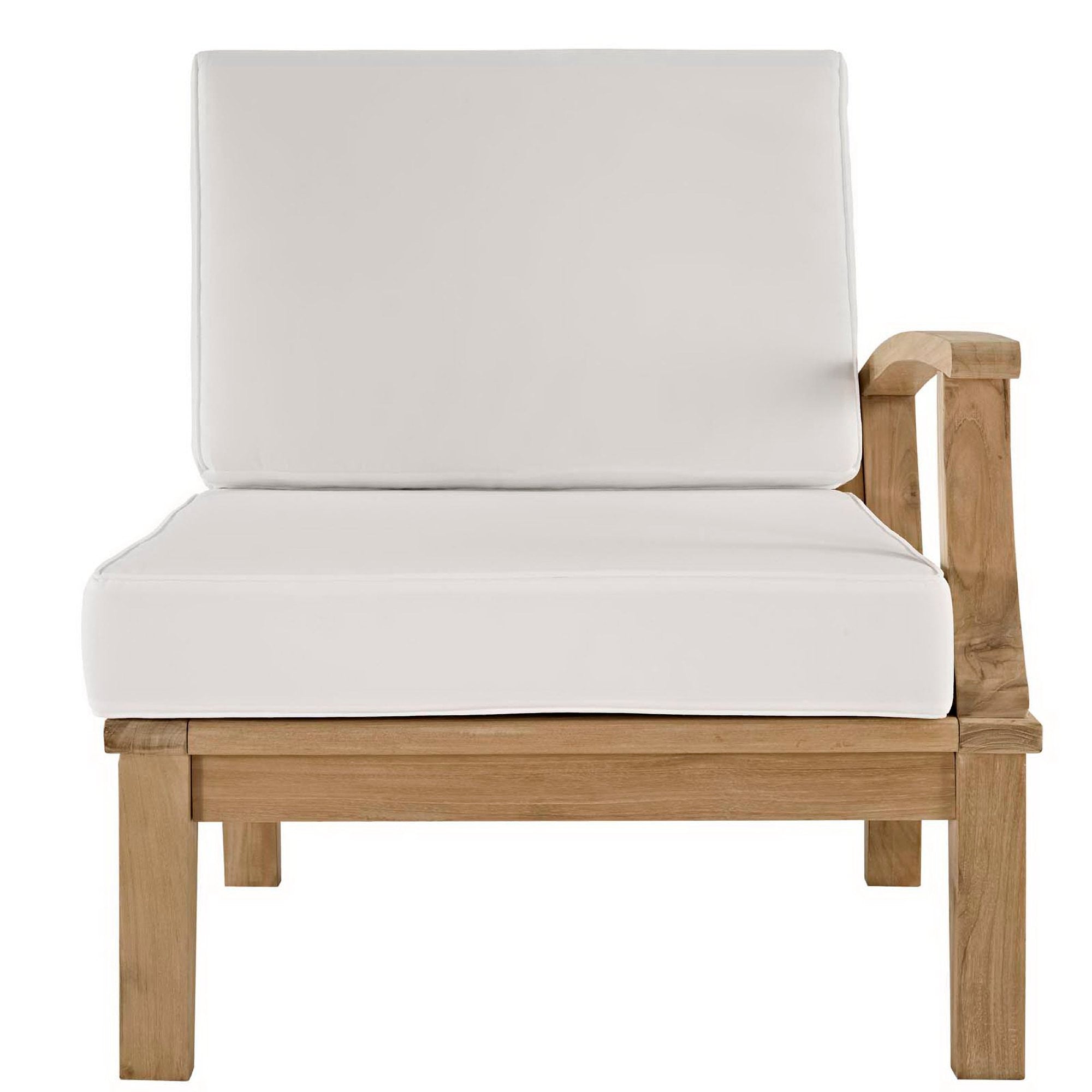 Marina Outdoor Patio Teak Right-Facing Sofa - Natural White