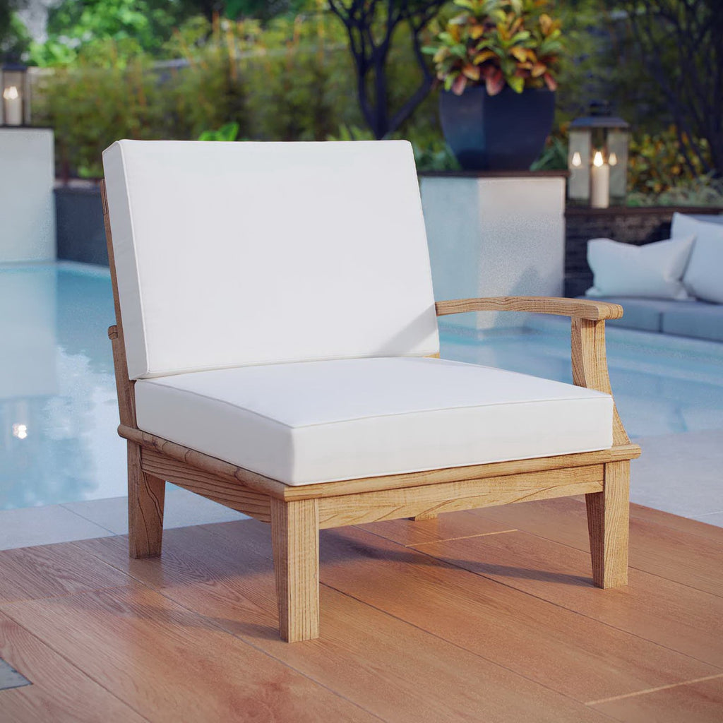 Marina Outdoor Patio Teak Right-Facing Sofa - Natural White