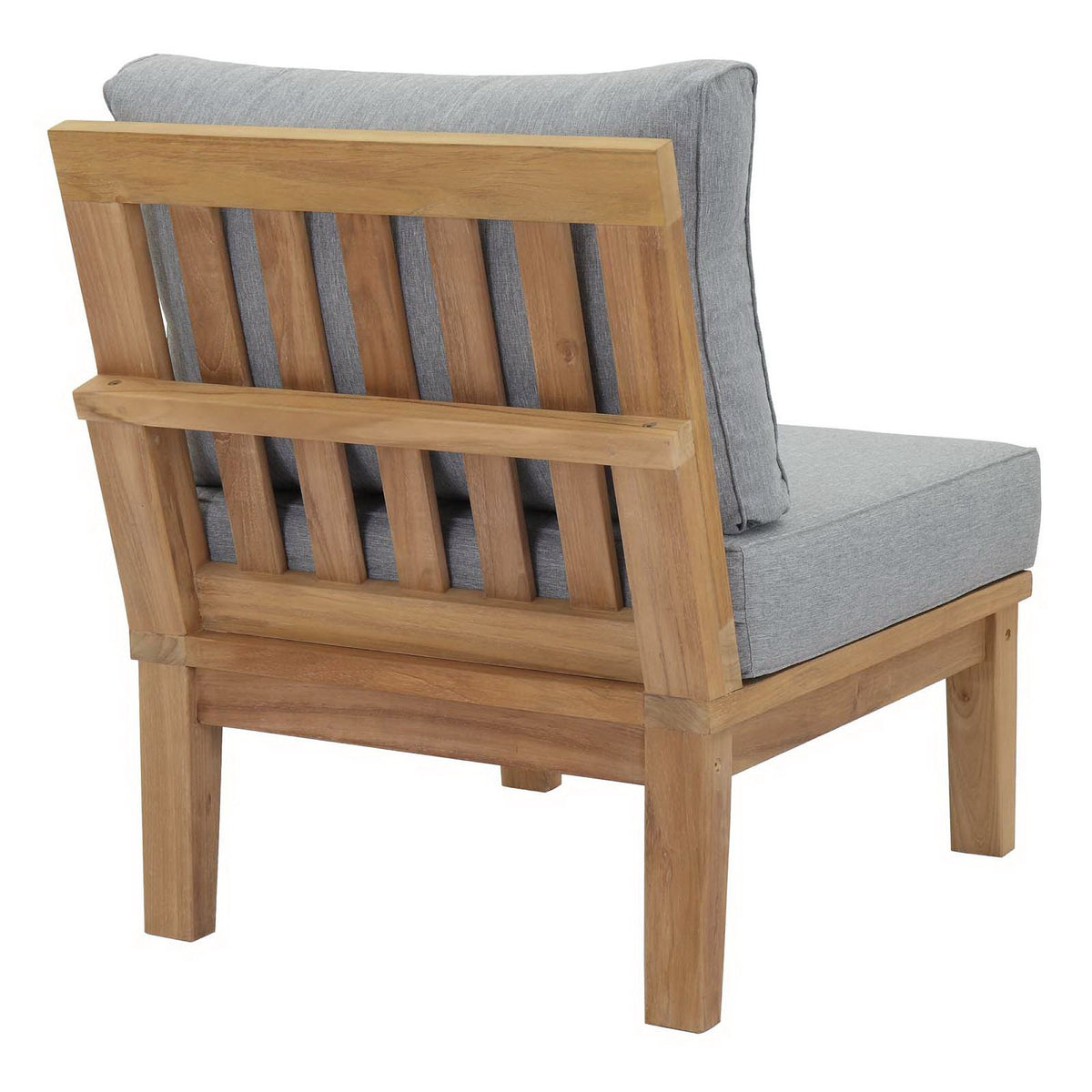 Marina Armless Outdoor Patio Teak Sofa - Natural Gray