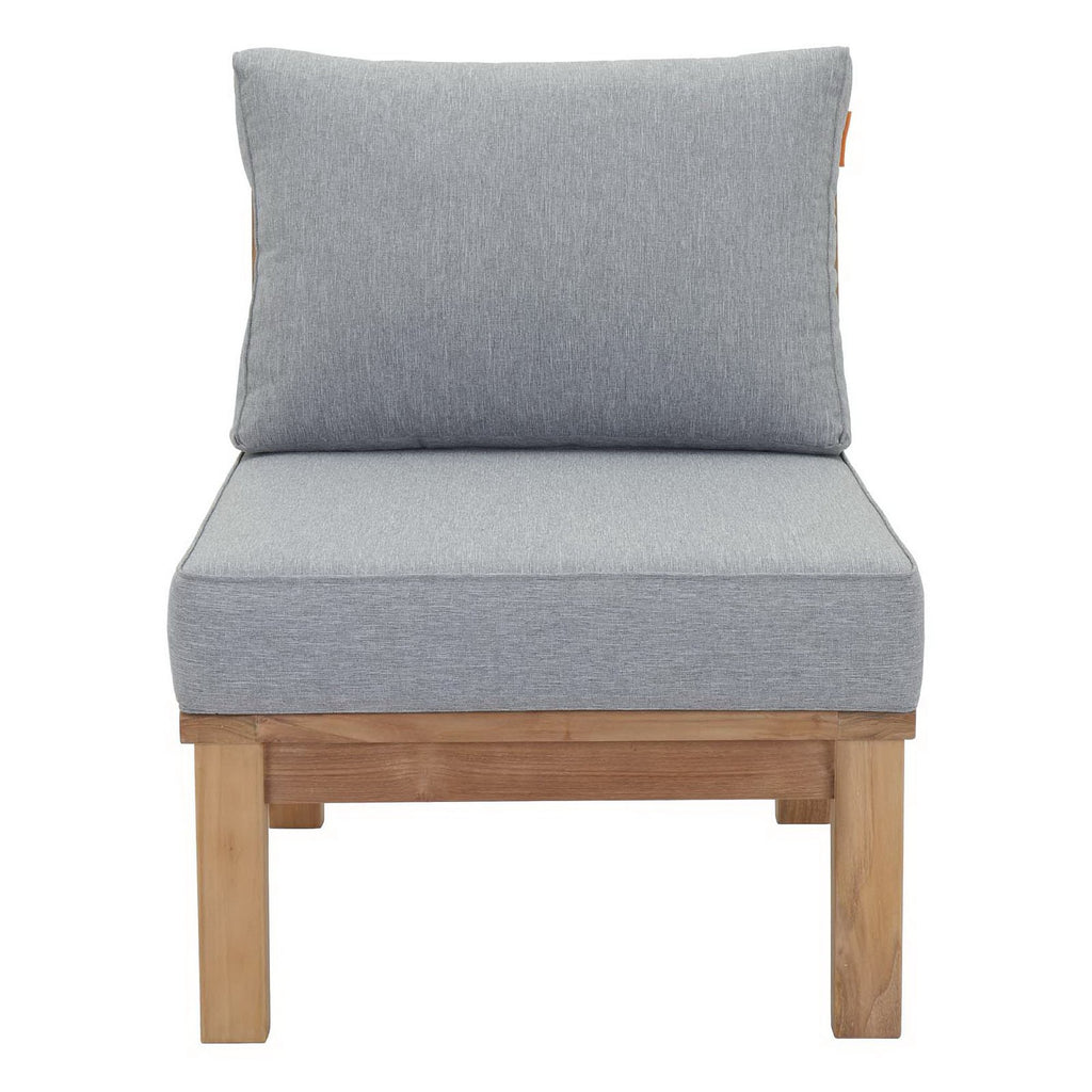 Marina Armless Outdoor Patio Teak Sofa - Natural Gray