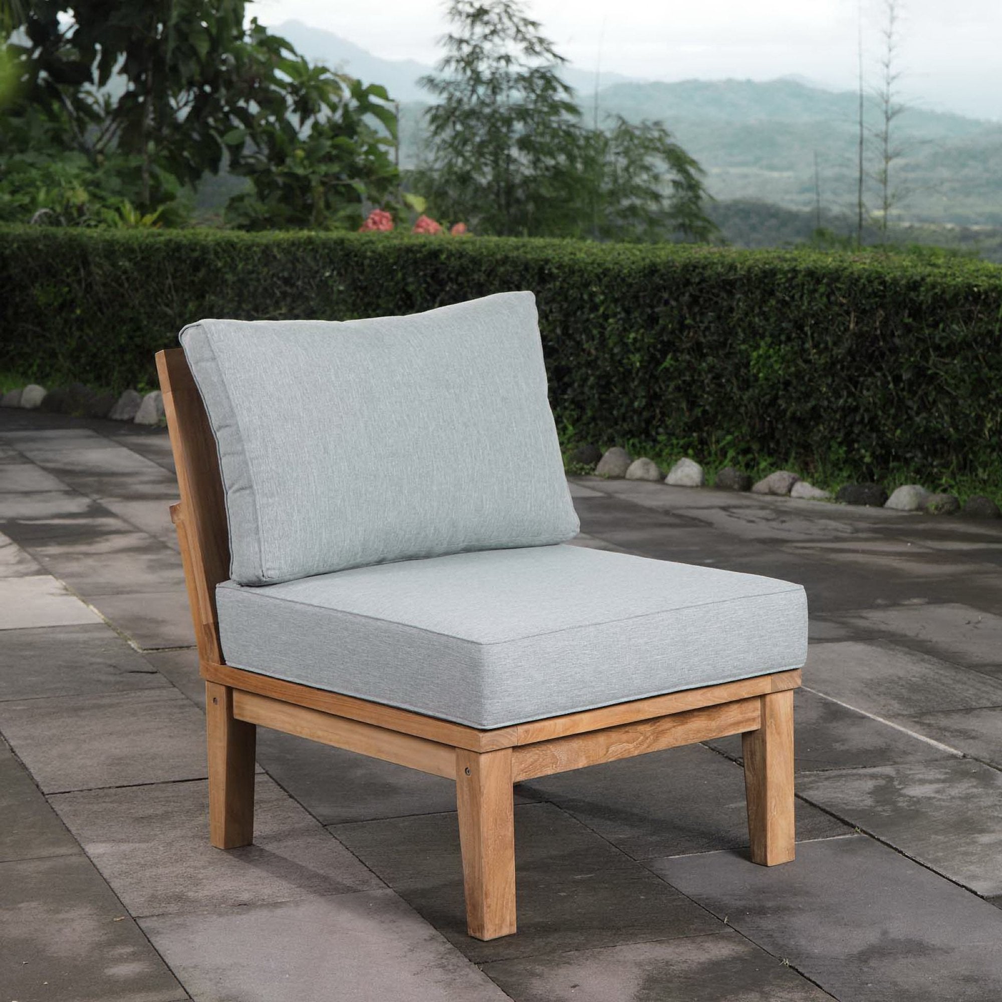Marina Armless Outdoor Patio Teak Sofa - Natural Gray