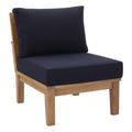 Marina Armless Outdoor Patio Teak Sofa - Natural Navy