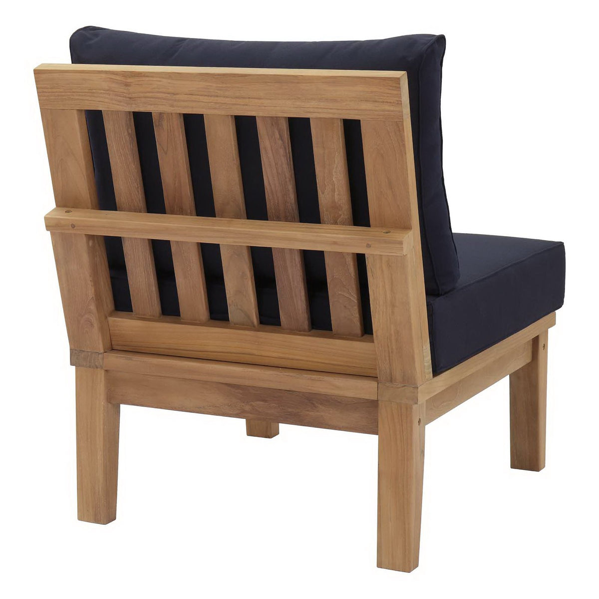 Marina Armless Outdoor Patio Teak Sofa - Natural Navy