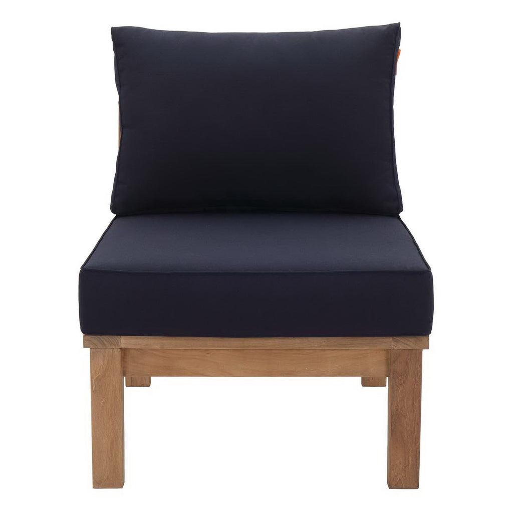 Marina Armless Outdoor Patio Teak Sofa - Natural Navy