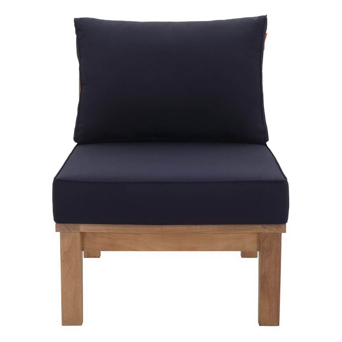 Marina Armless Outdoor Patio Teak Sofa - Natural Navy