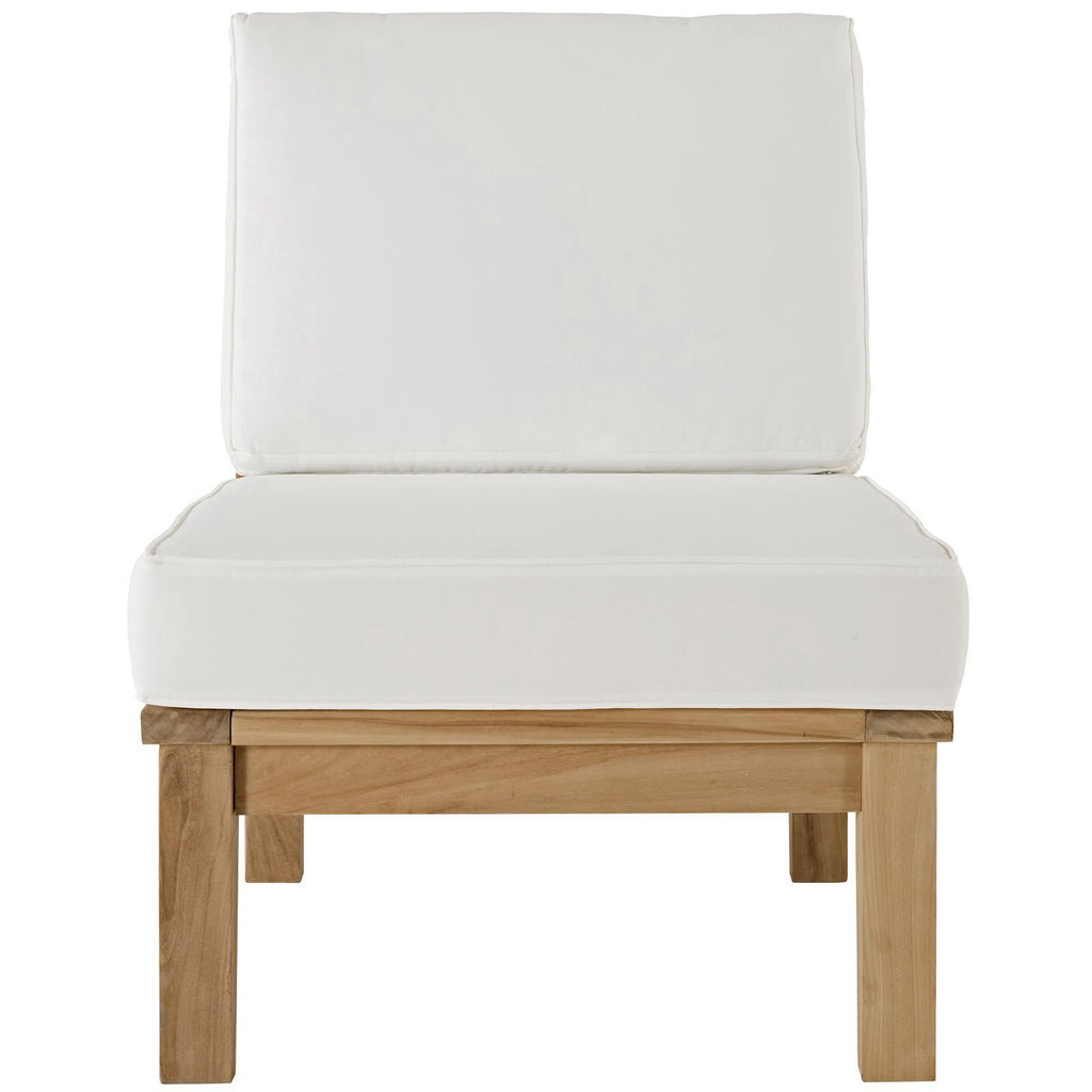 Marina Armless Outdoor Patio Teak Sofa - Natural White