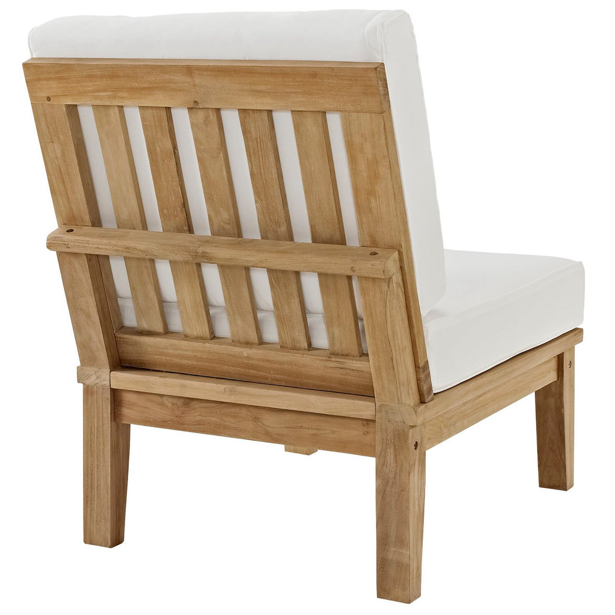 Marina Armless Outdoor Patio Teak Sofa - Natural White