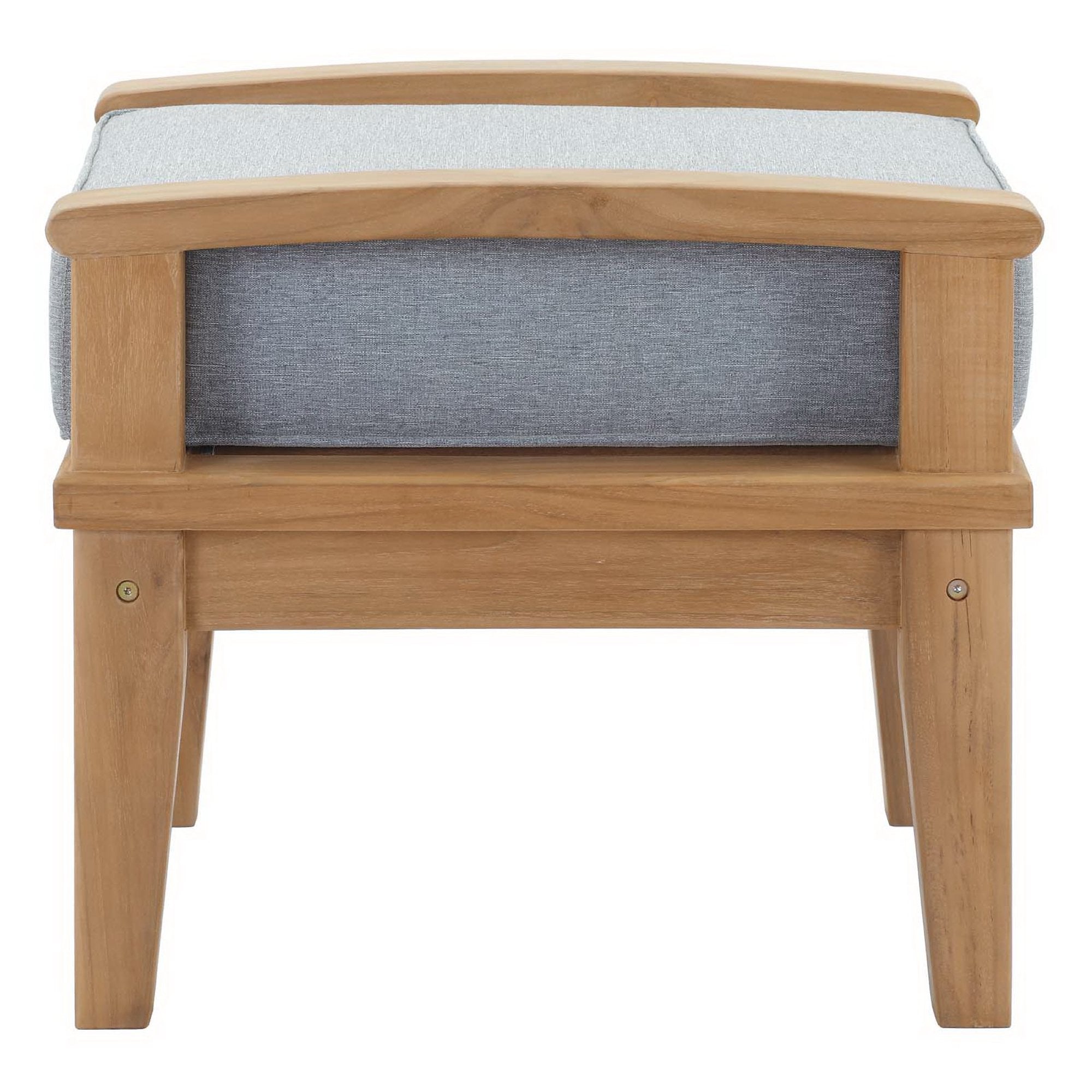 Marina Outdoor Patio Teak Ottoman - Natural Gray
