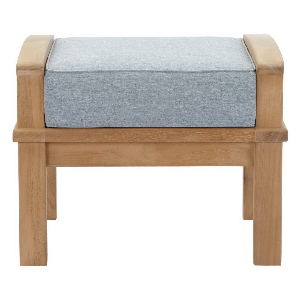 Marina Outdoor Patio Teak Ottoman - Natural Gray