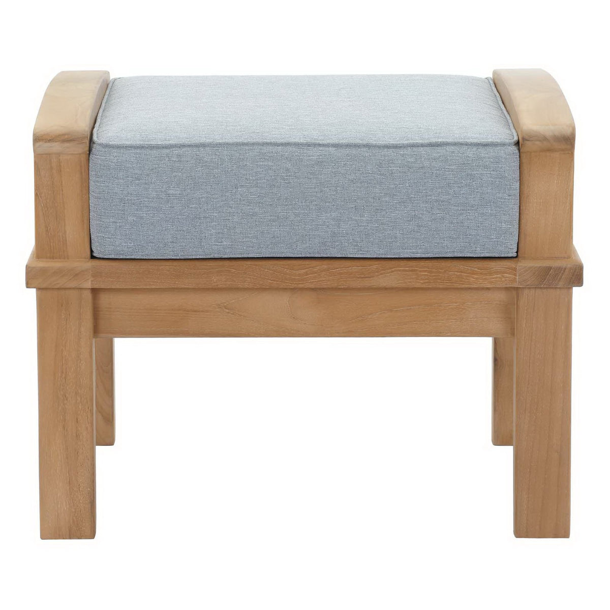 Marina Outdoor Patio Teak Ottoman - Natural Gray