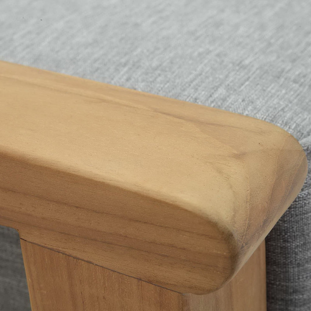 Marina Outdoor Patio Teak Ottoman - Natural Gray