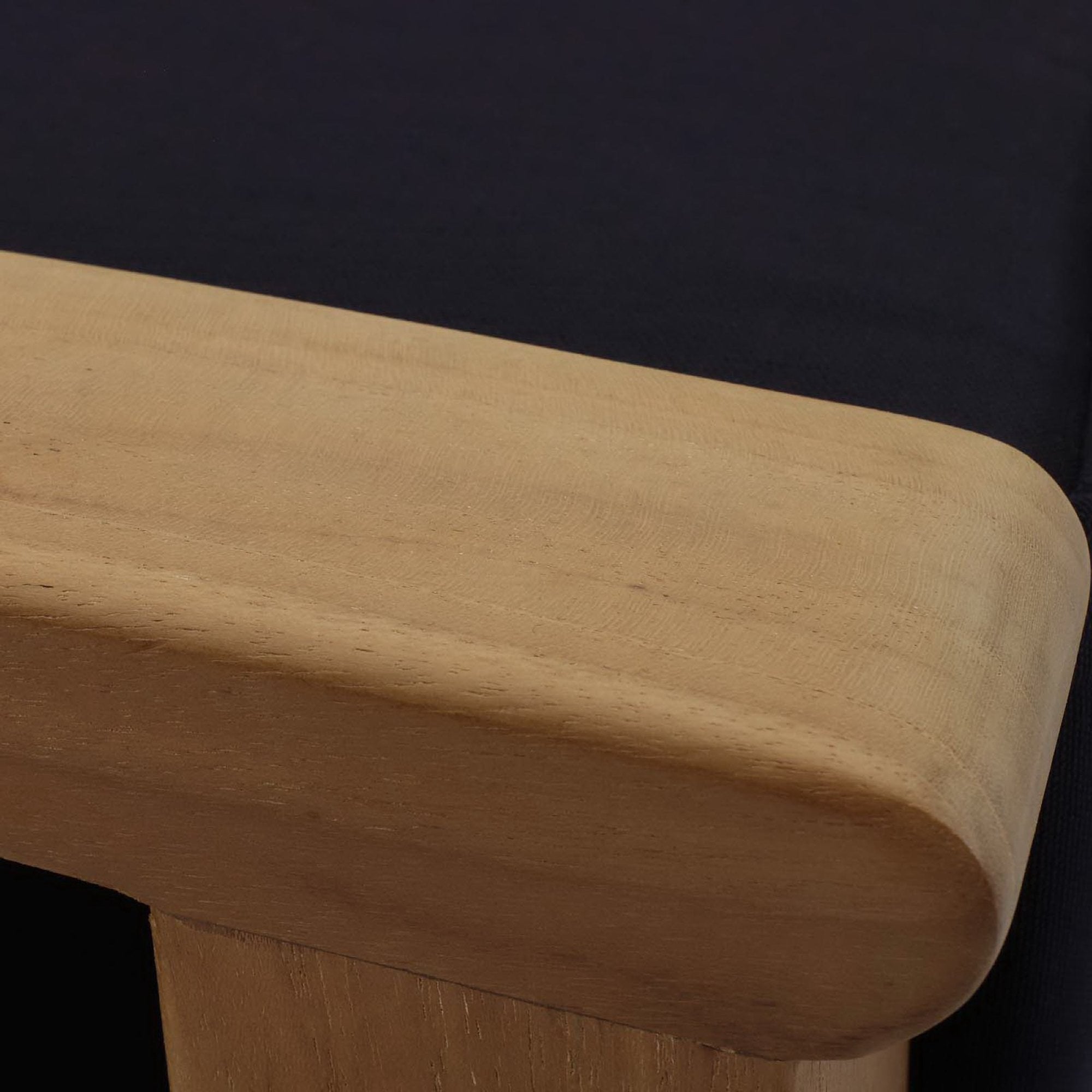 Marina Outdoor Patio Teak Ottoman - Natural Navy