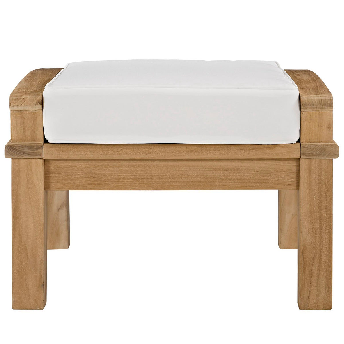 Marina Outdoor Patio Teak Ottoman - Natural White