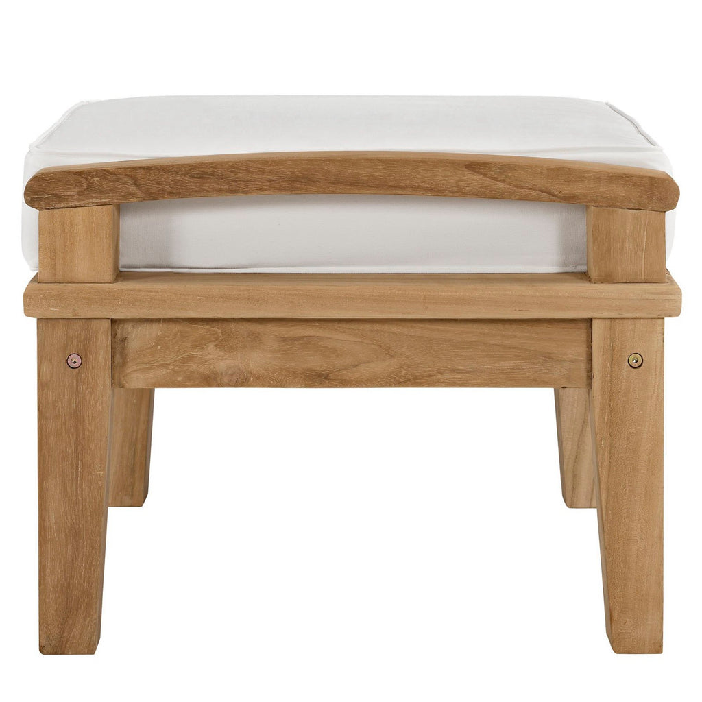 Marina Outdoor Patio Teak Ottoman - Natural White