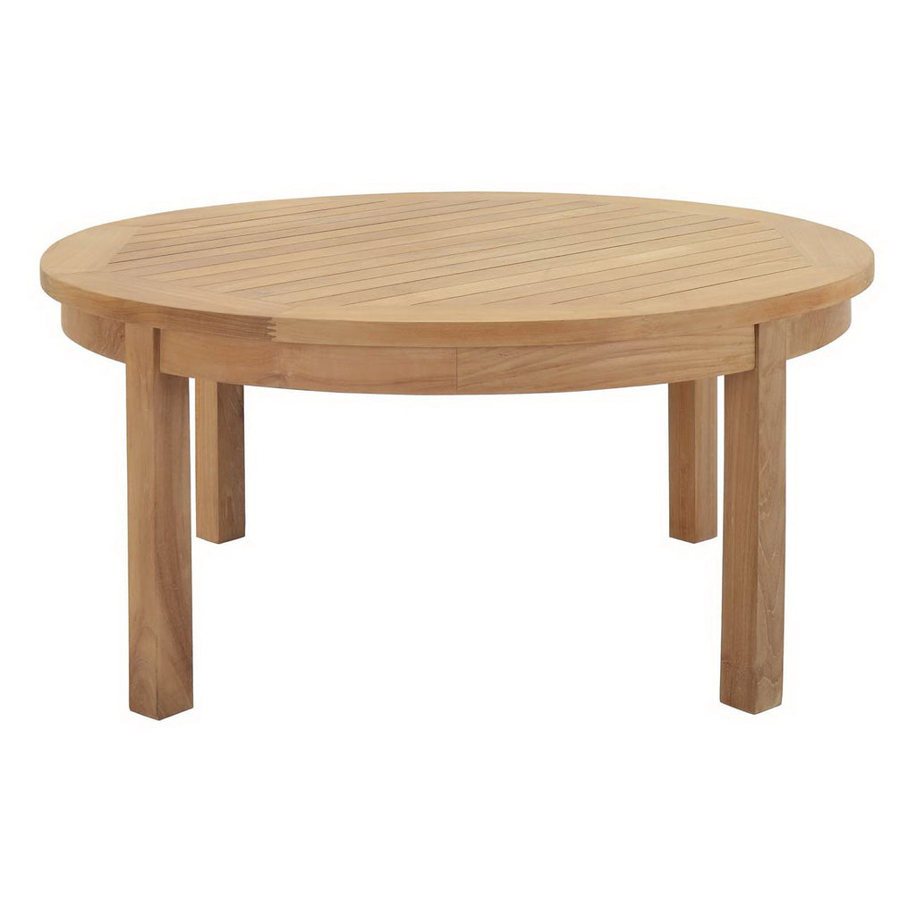 Marina Outdoor Patio Teak Round Coffee Table - Natural