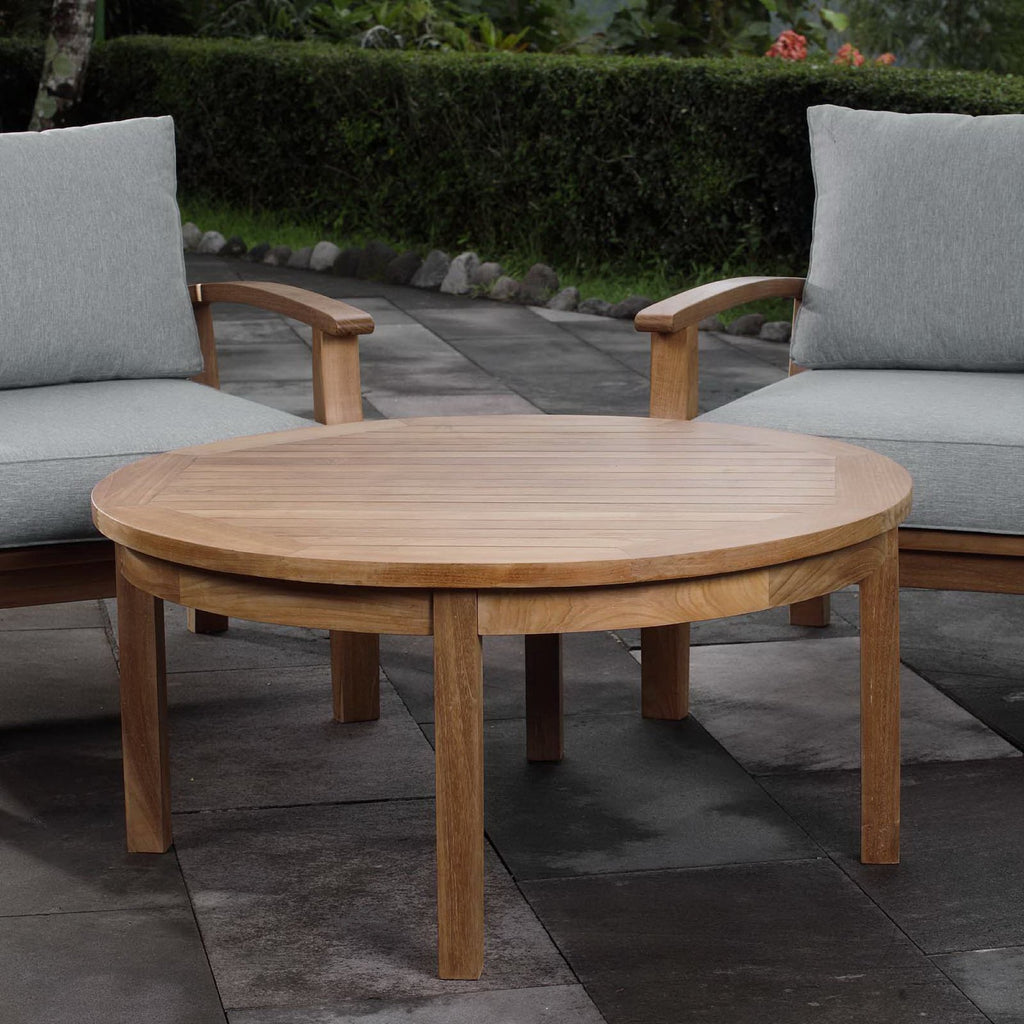 Marina Outdoor Patio Teak Round Coffee Table - Natural