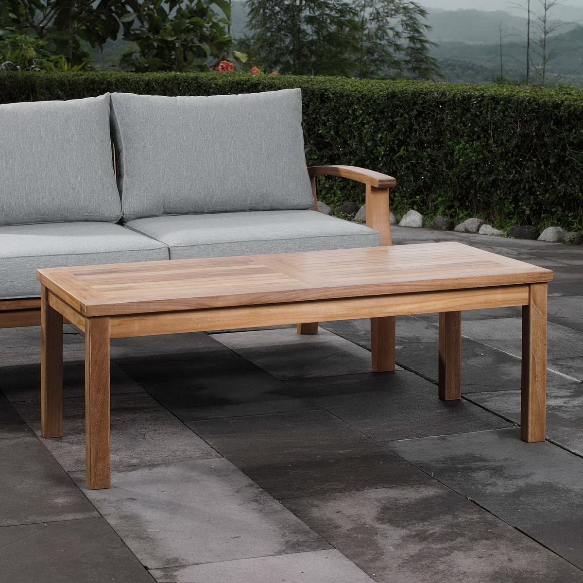 Marina Outdoor Patio Teak Rectangle Coffee Table - Natural