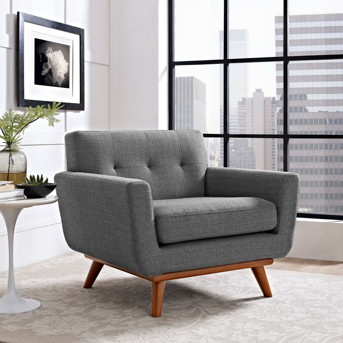 Engage Upholstered Fabric Armchair - Gray