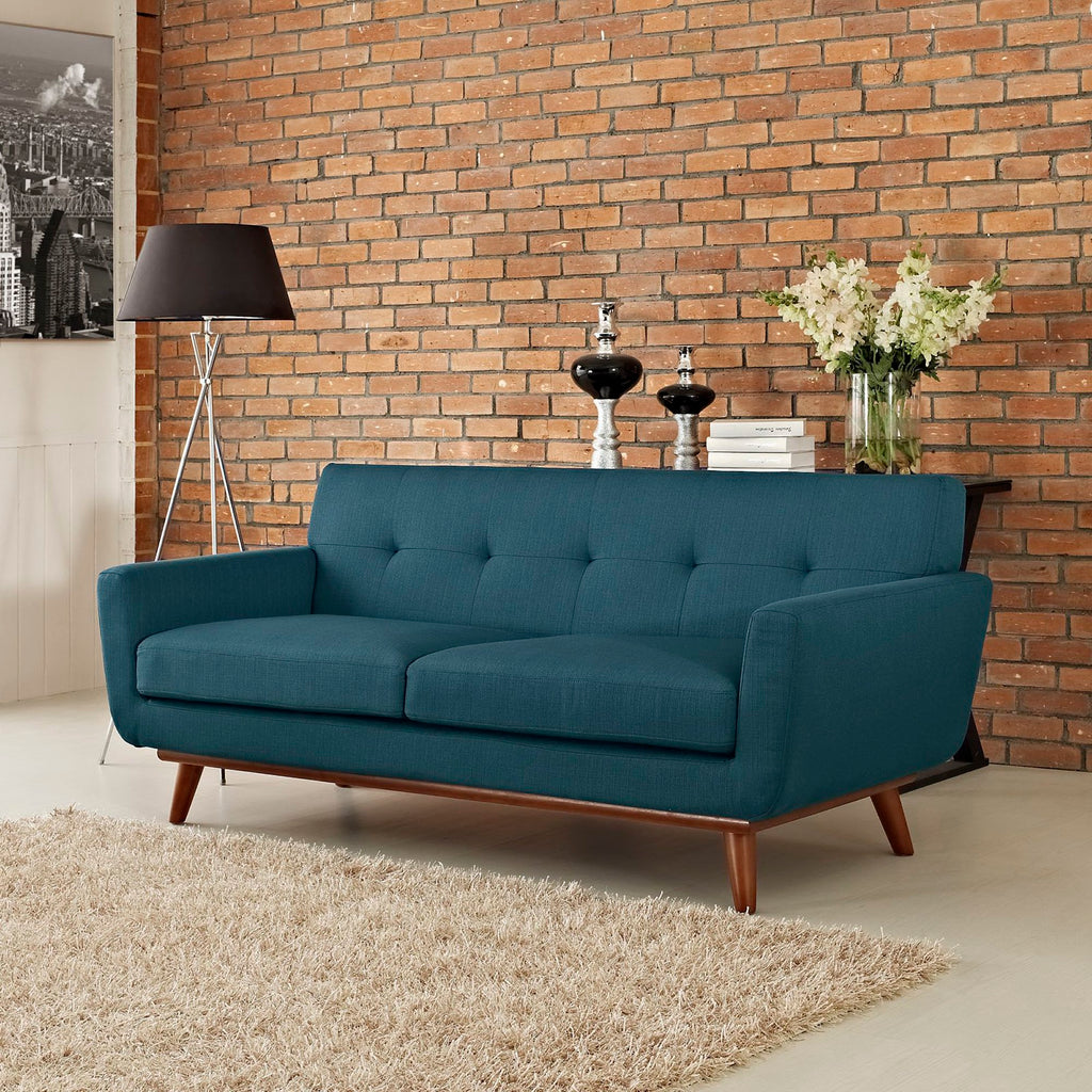Engage Upholstered Fabric Loveseat - Azure