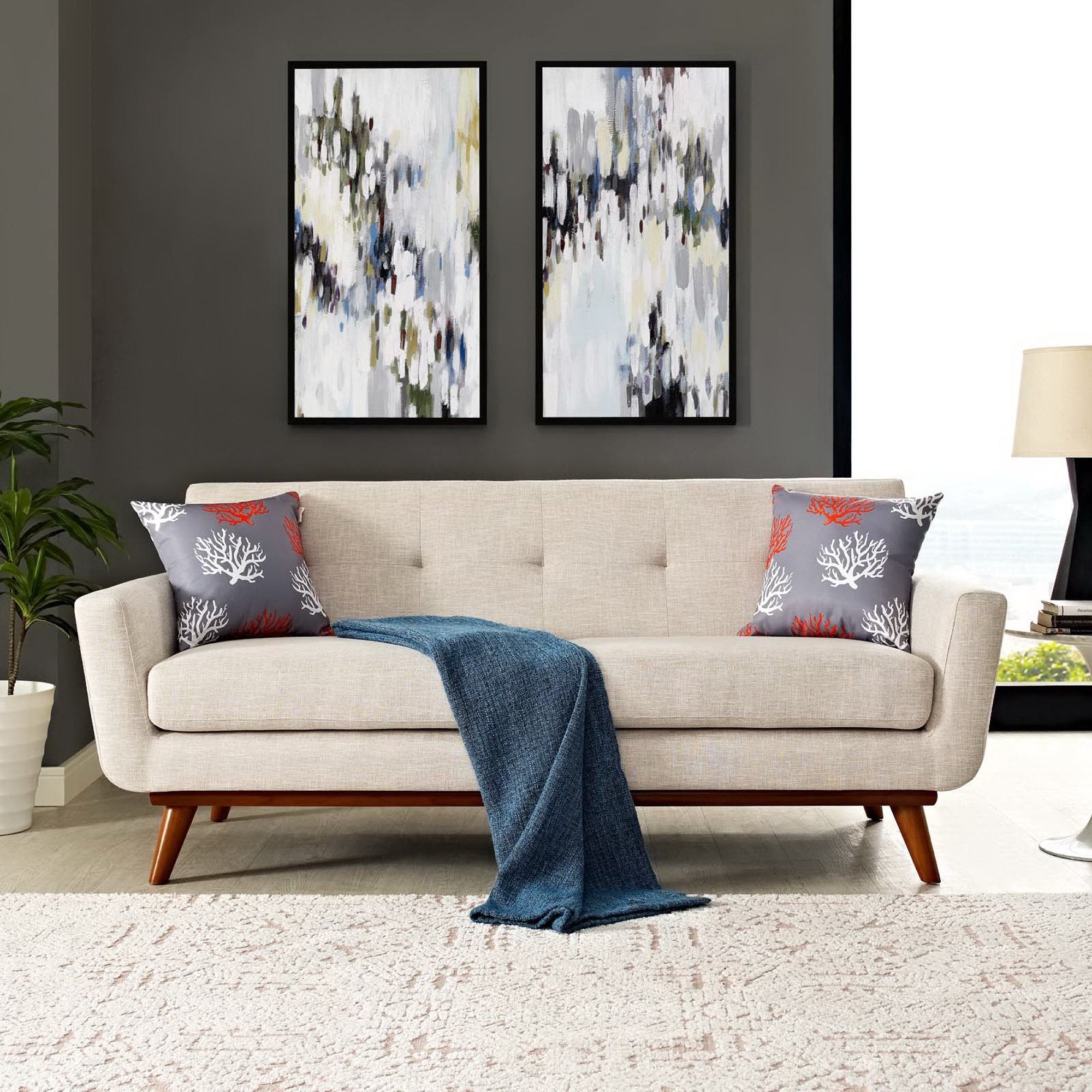 Engage Upholstered Fabric Loveseat - Beige