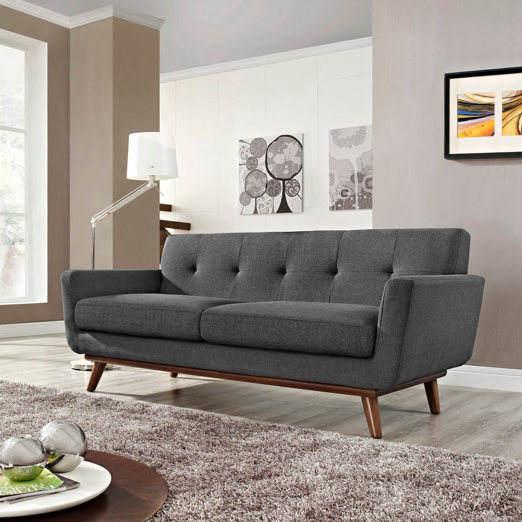 Engage Upholstered Fabric Loveseat - Gray