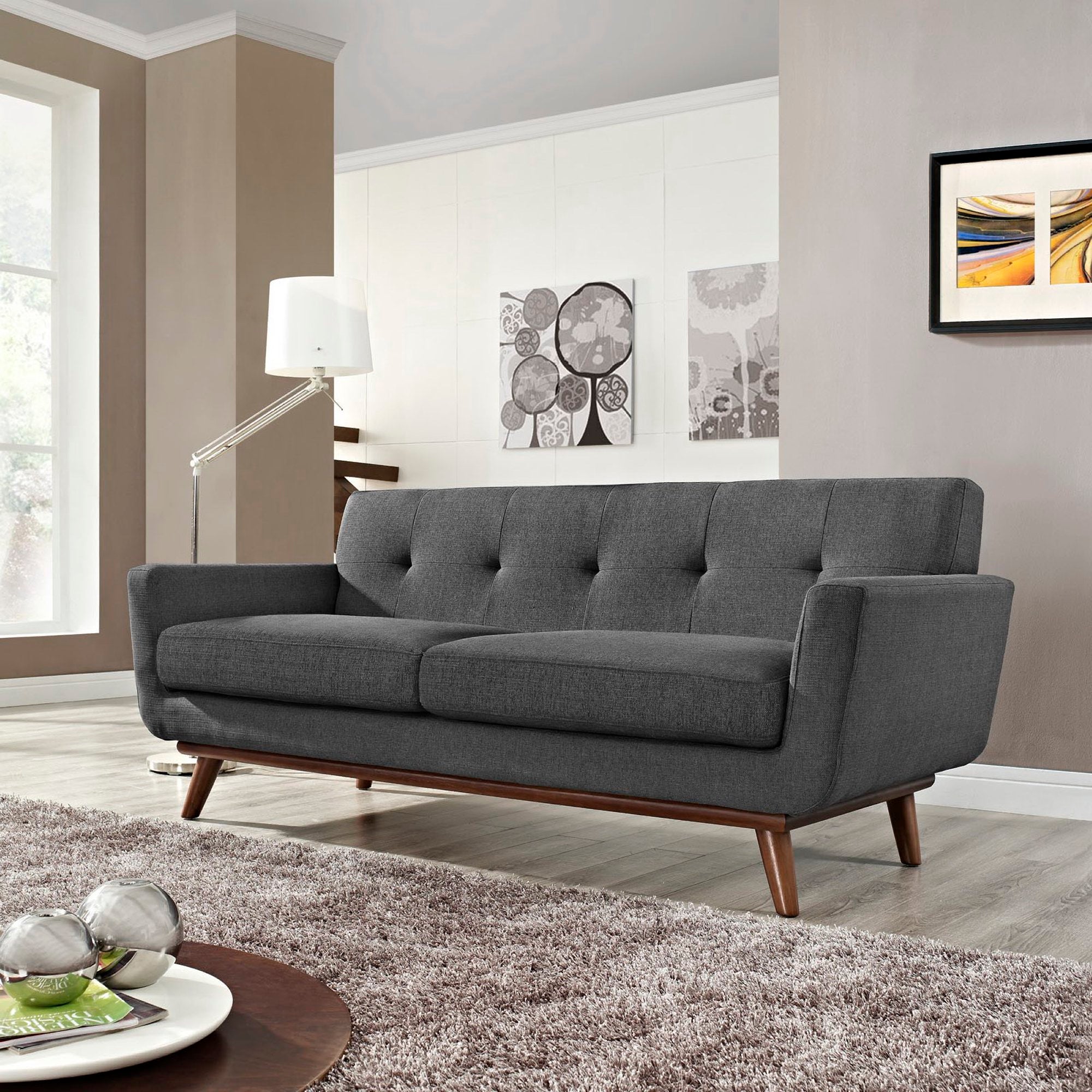 Engage Upholstered Fabric Loveseat - Gray
