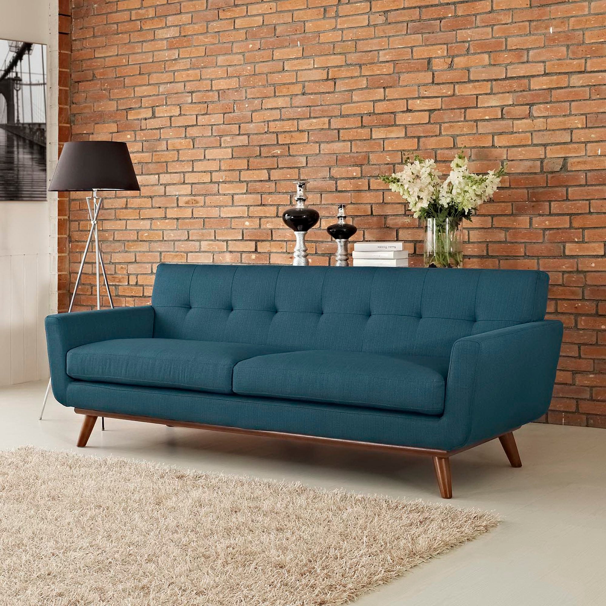 Engage Upholstered Fabric Sofa - Azure