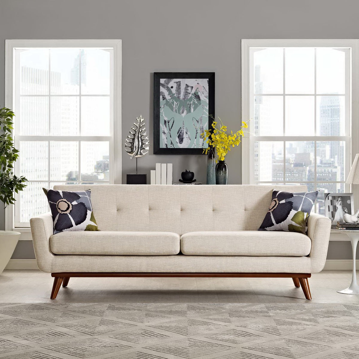 Engage Upholstered Fabric Sofa - Beige
