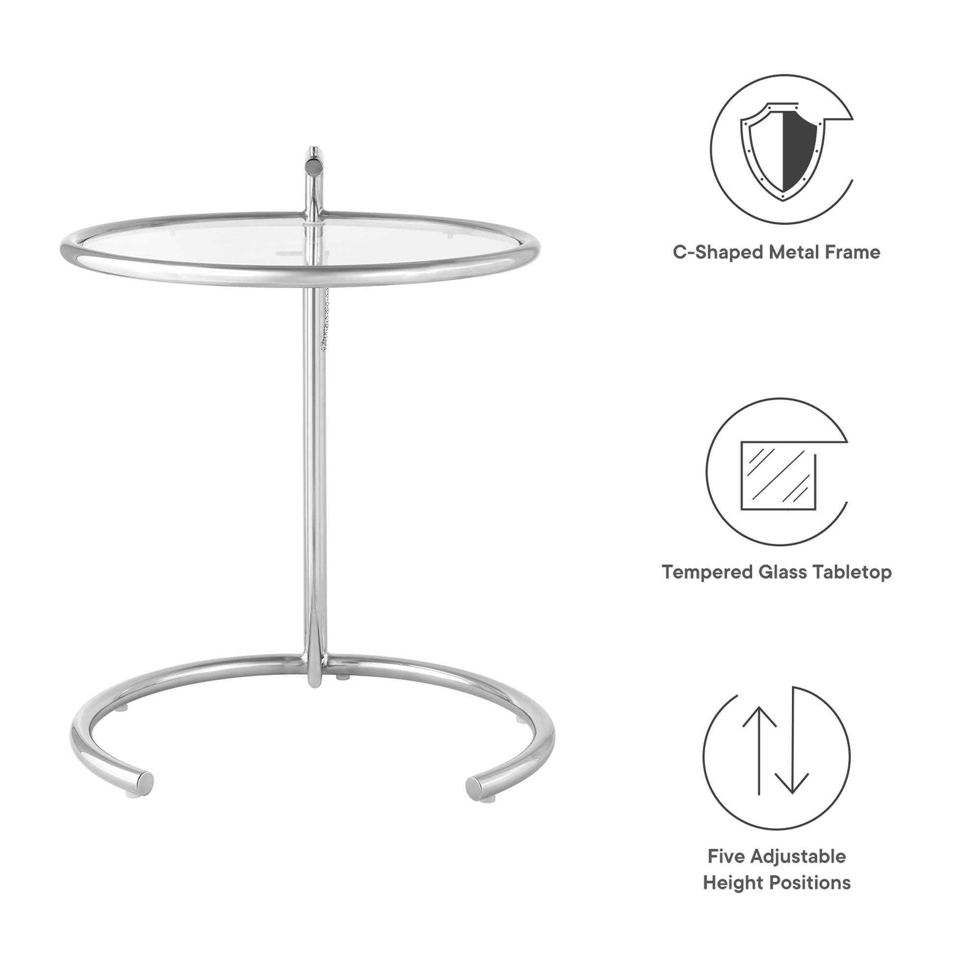 Eileen Gray Metal Side Table - Silver