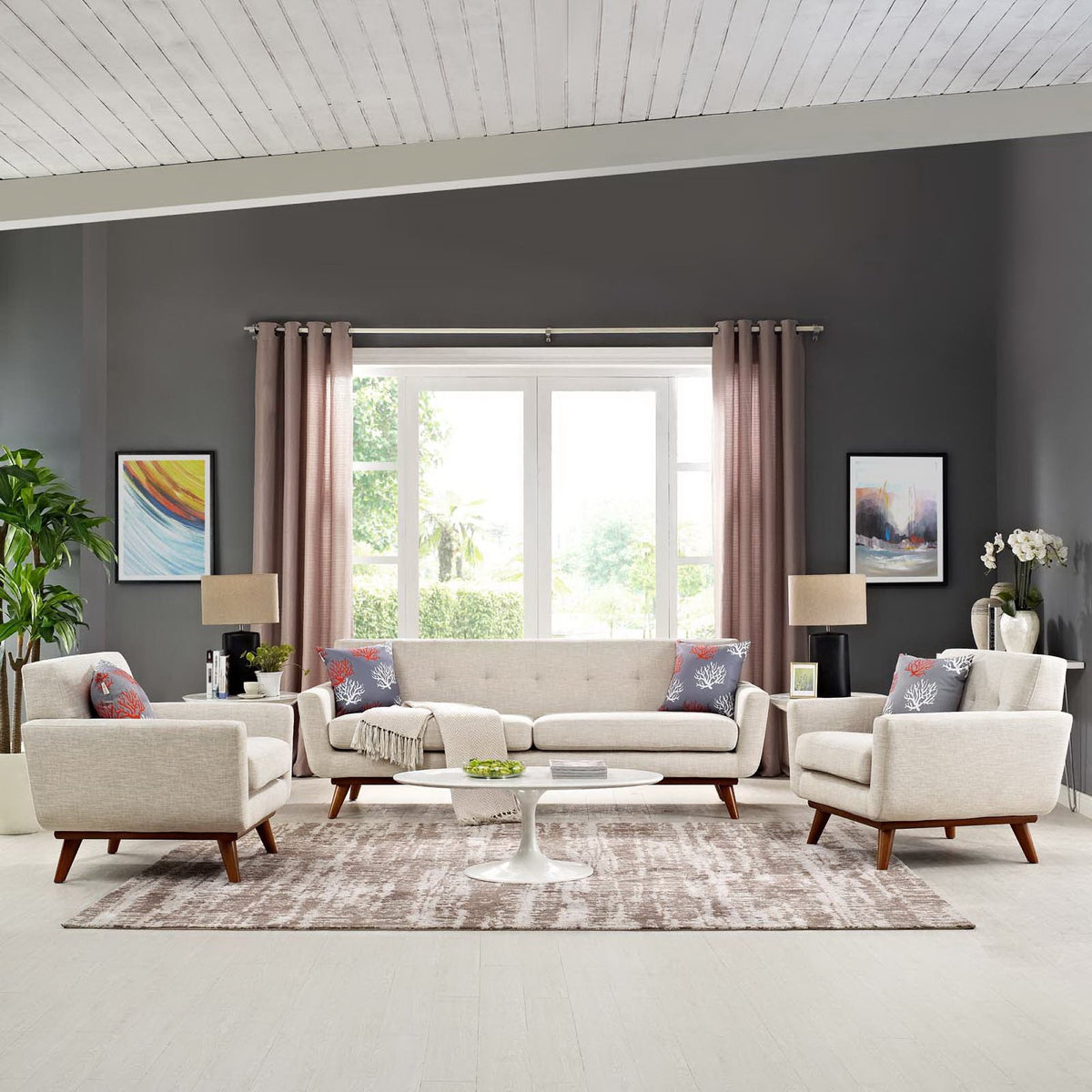 Engage Armchairs and Sofa Set of 3 - Beige
