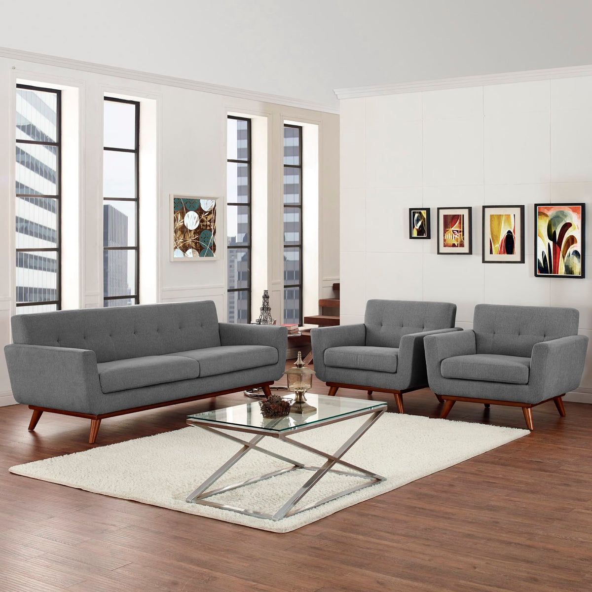Engage Armchairs and Sofa Set of 3 - Expectation Gray