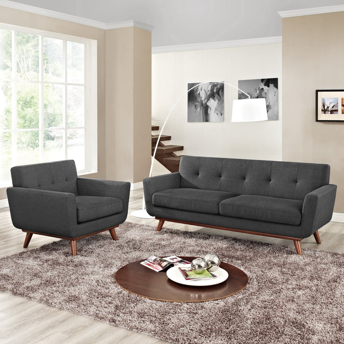 Engage Armchair and Loveseat Set of 2 - Gray