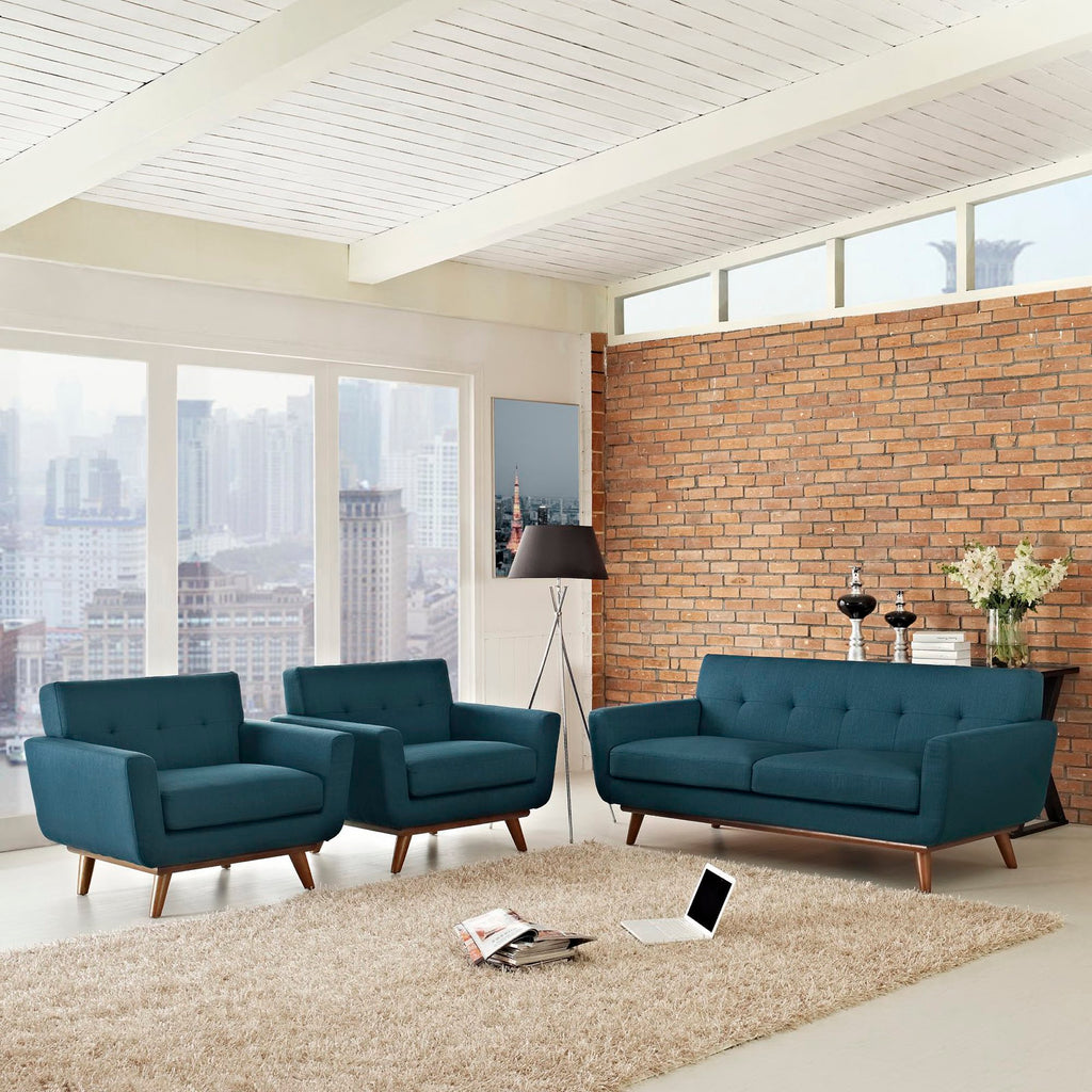 Engage Armchairs and Loveseat Set of 3 - Azure