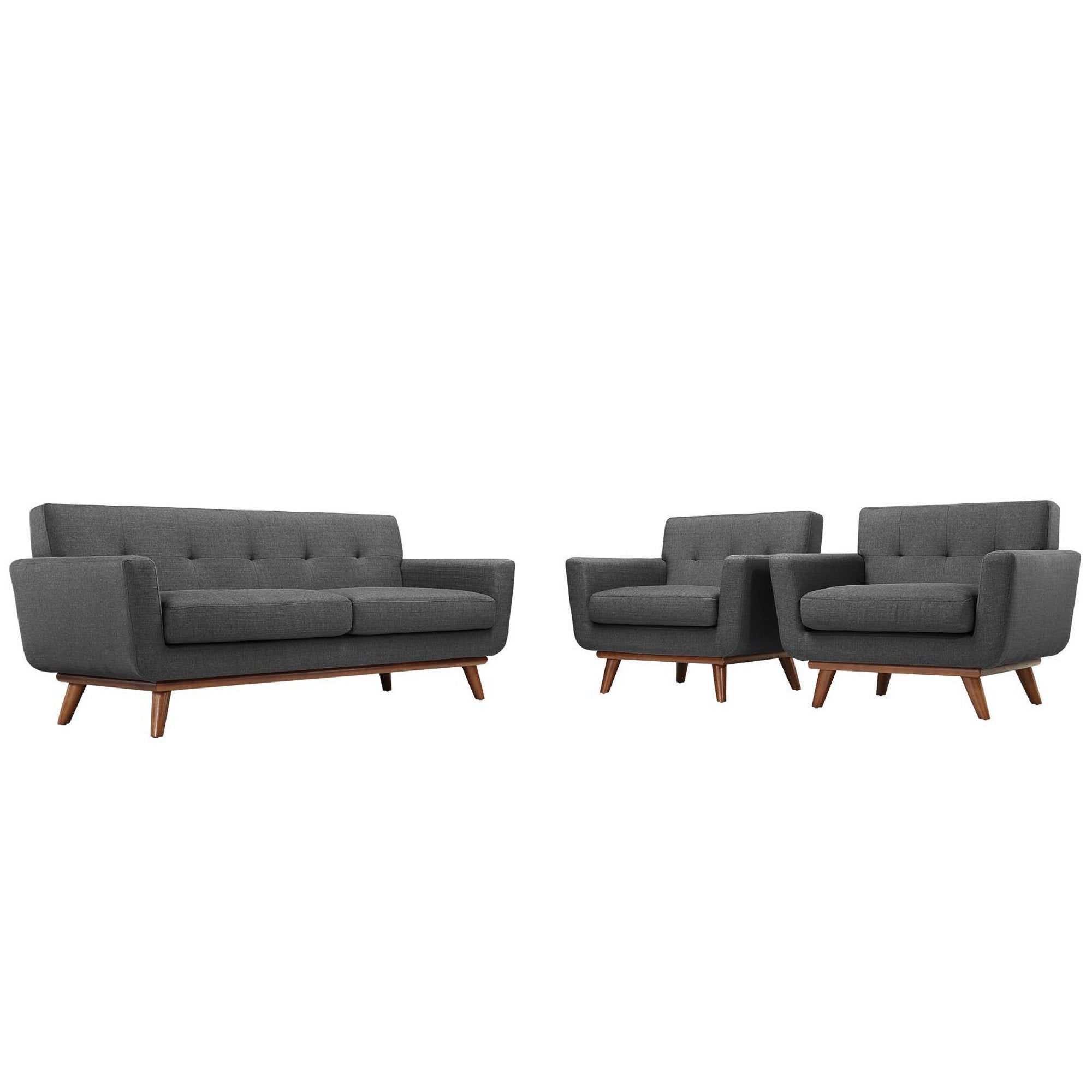 Engage Armchairs and Loveseat Set of 3 - Gray