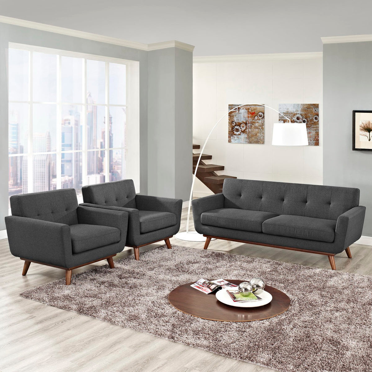 Engage Armchairs and Loveseat Set of 3 - Gray