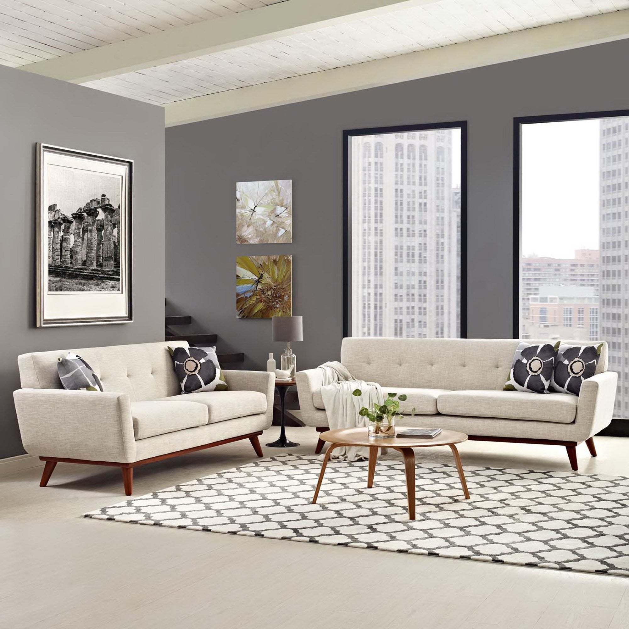 Engage Loveseat and Sofa Set of 2 - Beige