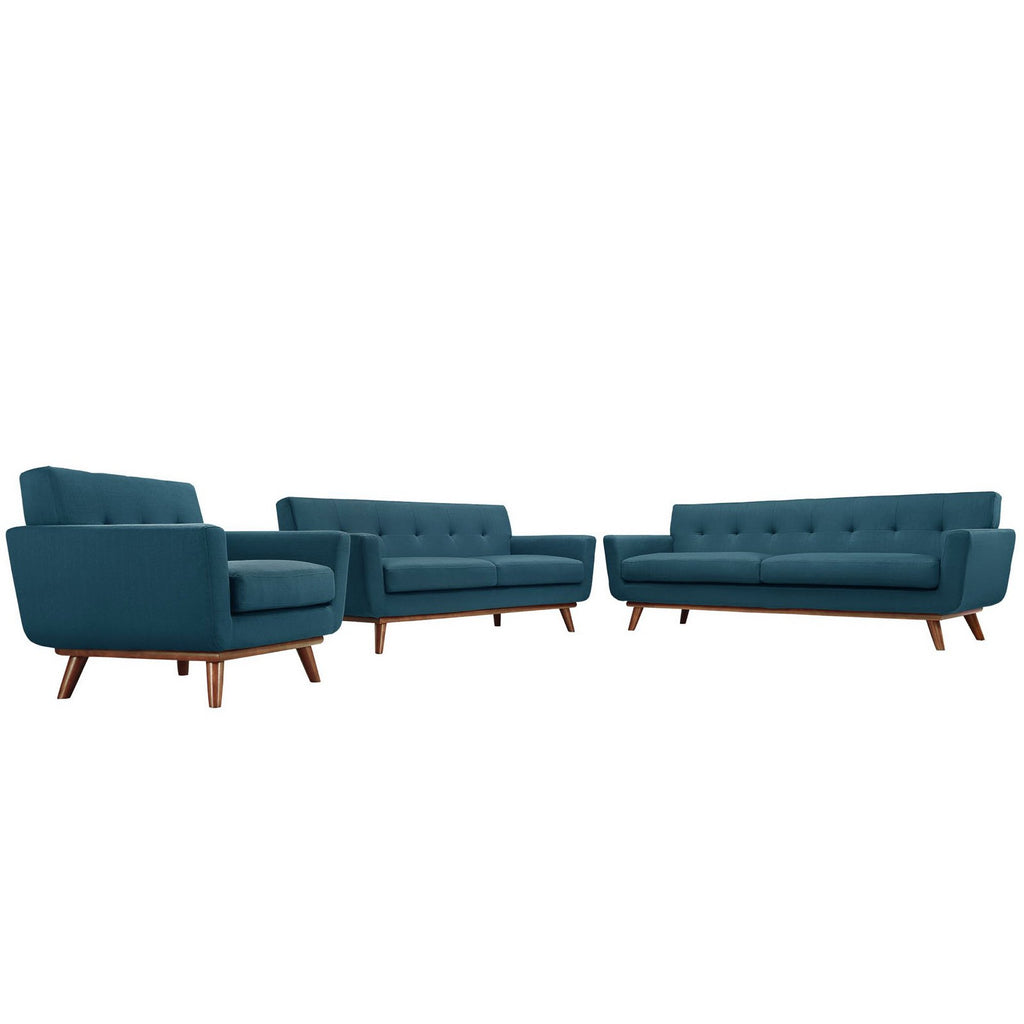 Engage Sofa Loveseat and Armchair Set of 3 - Azure