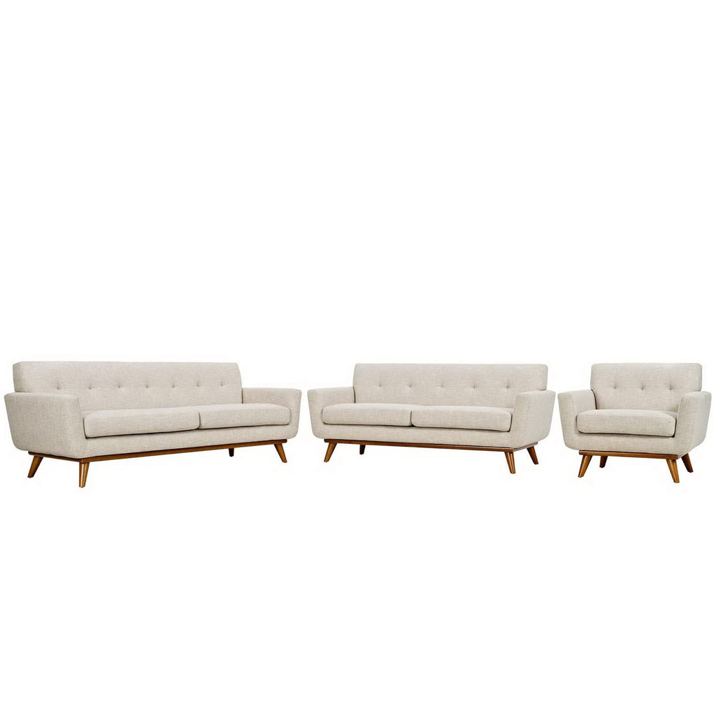 Engage Sofa Loveseat and Armchair Set of 3 - Beige