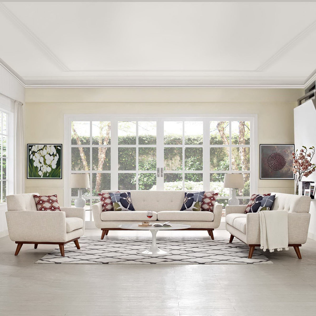 Engage Sofa Loveseat and Armchair Set of 3 - Beige