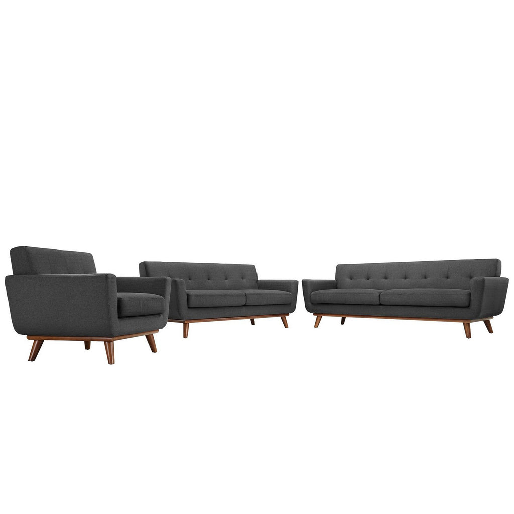 Engage Sofa Loveseat and Armchair Set of 3 - Gray